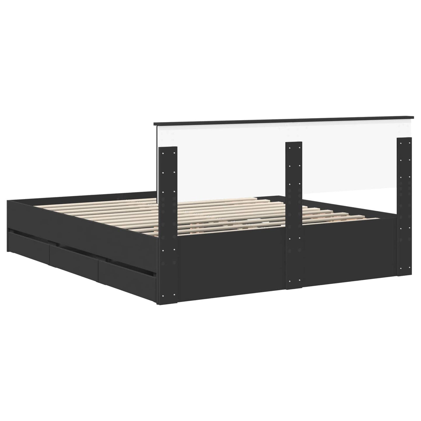 vidaXL Bed Frame with Drawer Black 160 x 200 cm Engineer Wood