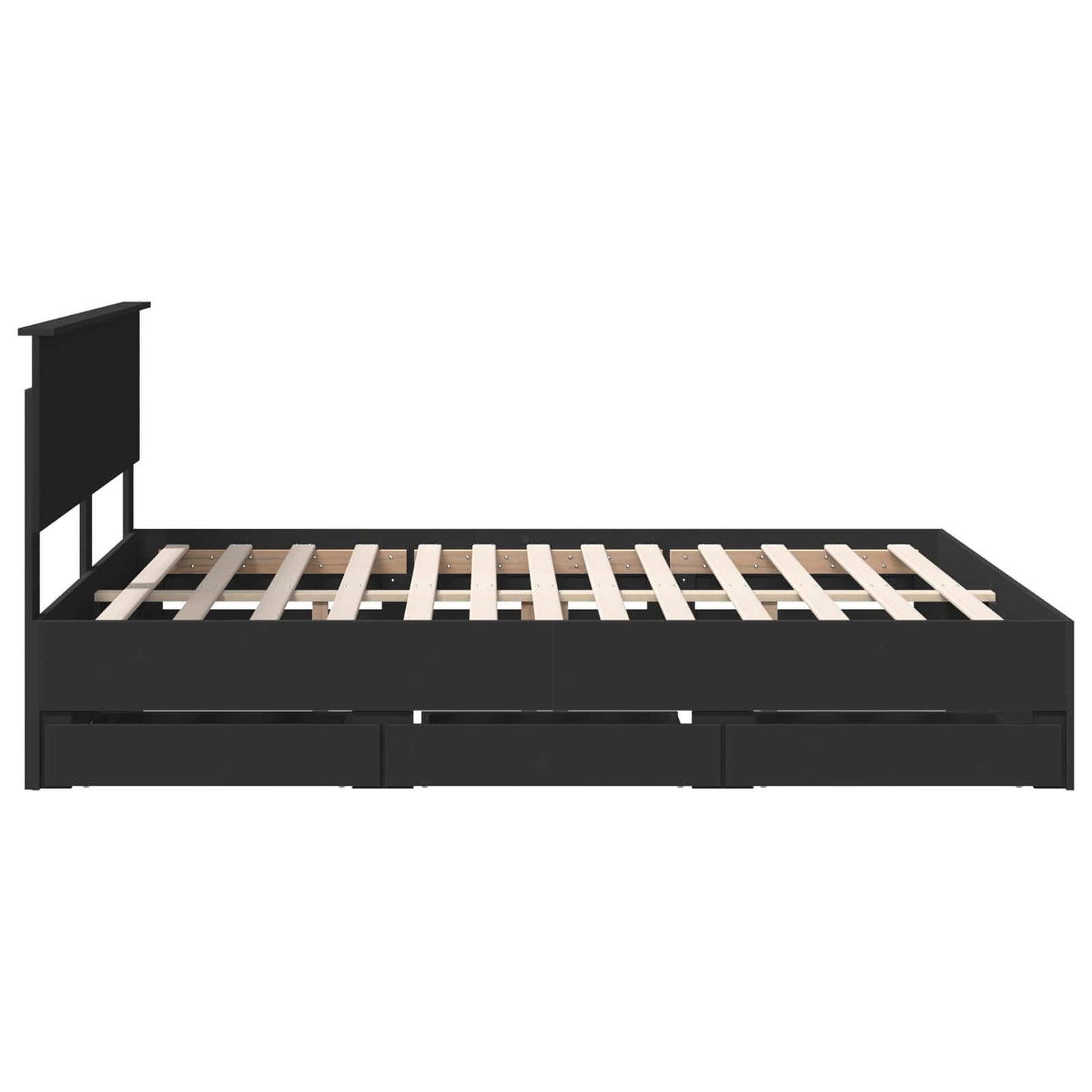 vidaXL Bed Frame with Drawer Black 160 x 200 cm Engineer Wood