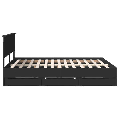 vidaXL Bed Frame with Drawer Black 160 x 200 cm Engineer Wood