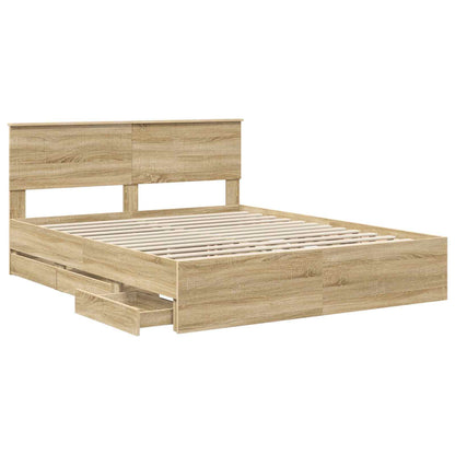 vidaXL Bed Frame with Drawer Sonoma Oak 160 x 200 cm Engineer Wood