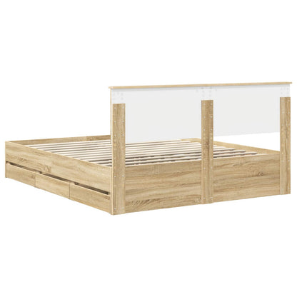 vidaXL Bed Frame with Drawer Sonoma Oak 160 x 200 cm Engineer Wood