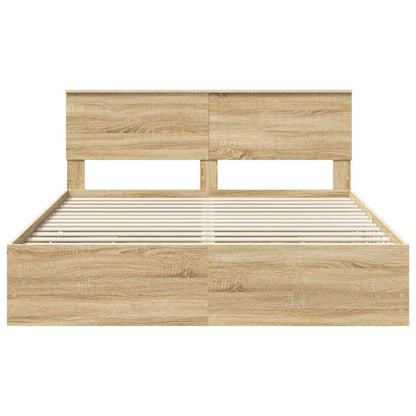vidaXL Bed Frame with Drawer Sonoma Oak 160 x 200 cm Engineer Wood