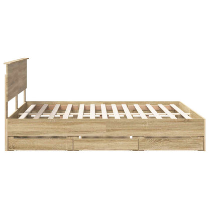 vidaXL Bed Frame with Drawer Sonoma Oak 160 x 200 cm Engineer Wood