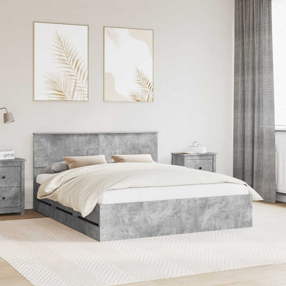 vidaXL Bed Frame with Drawer Concrete Grey 160 x 200 cm Engineer Wood