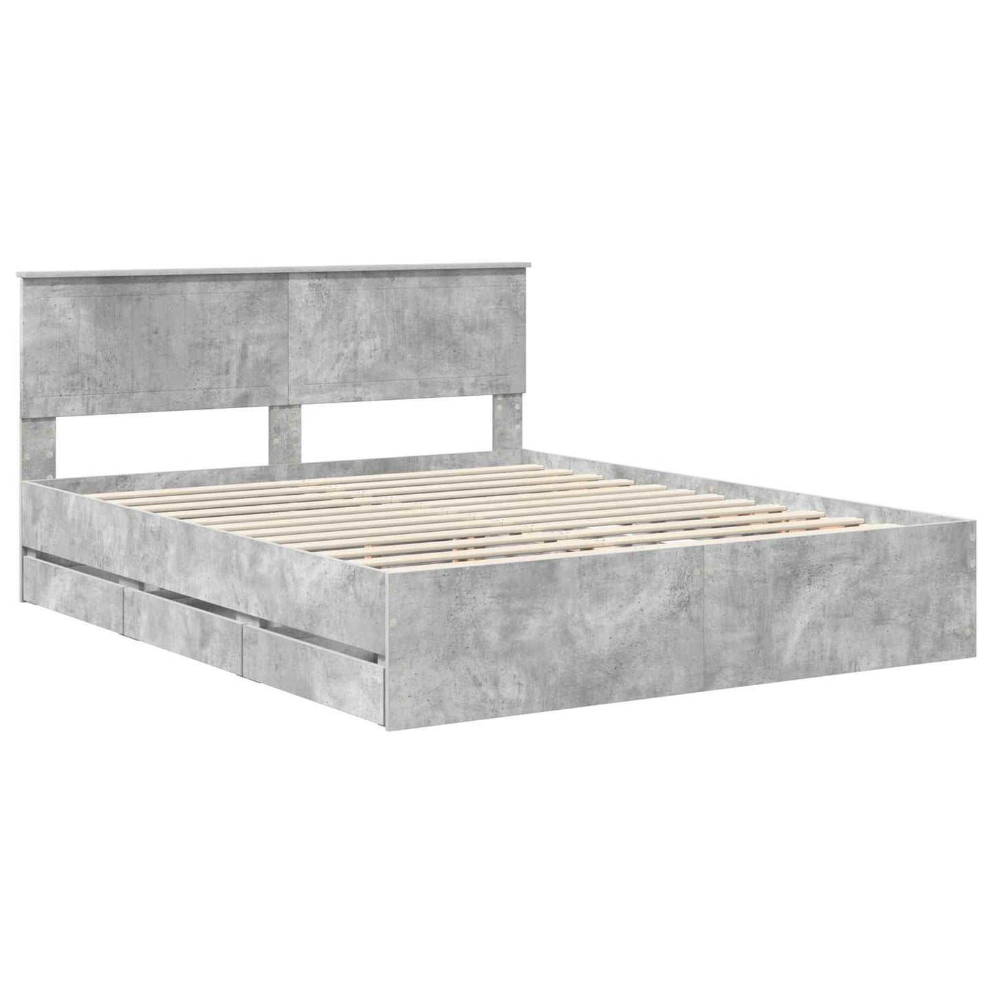 vidaXL Bed Frame with Drawer Concrete Grey 160 x 200 cm Engineer Wood
