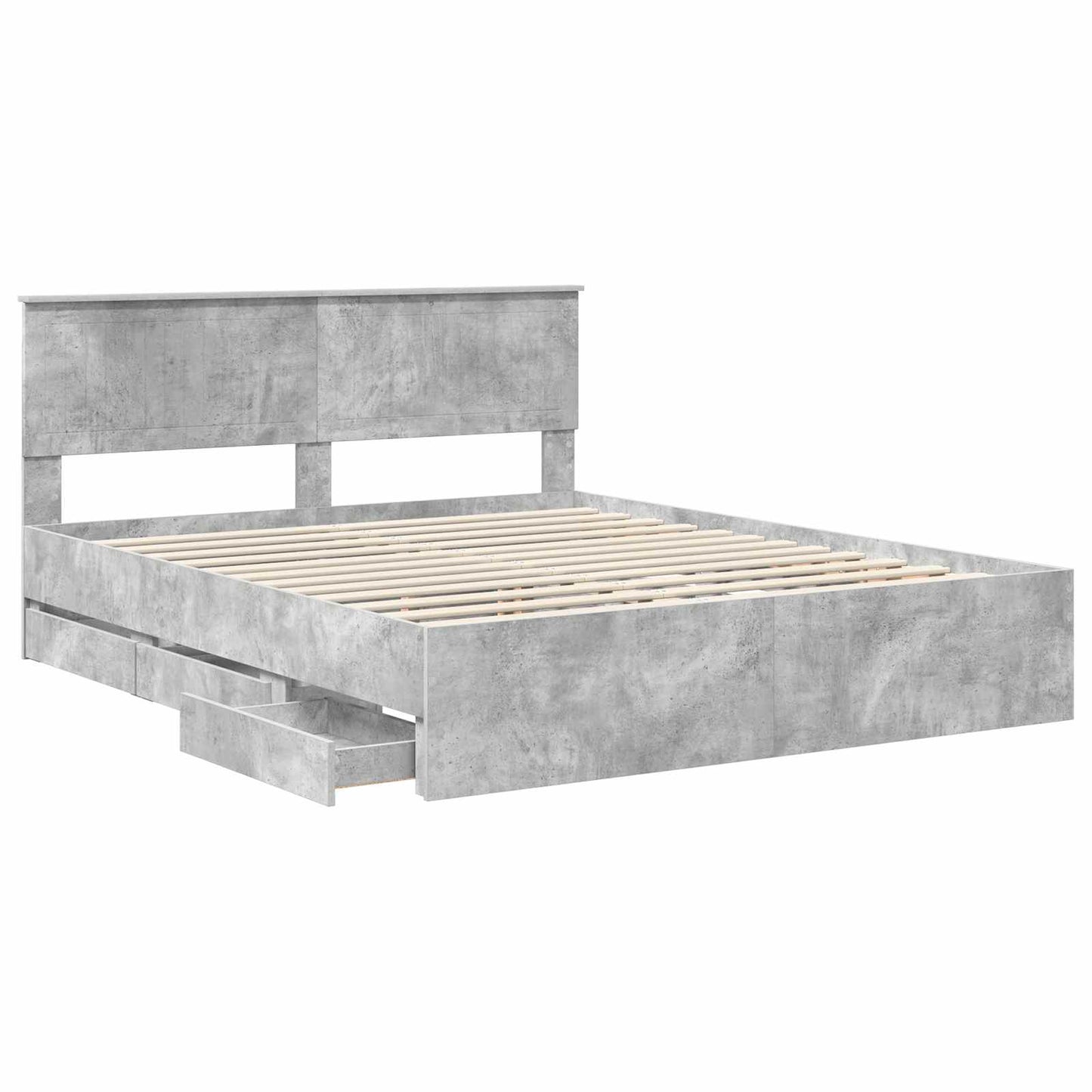vidaXL Bed Frame with Drawer Concrete Grey 160 x 200 cm Engineer Wood