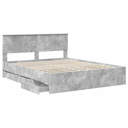 vidaXL Bed Frame with Drawer Concrete Grey 160 x 200 cm Engineer Wood
