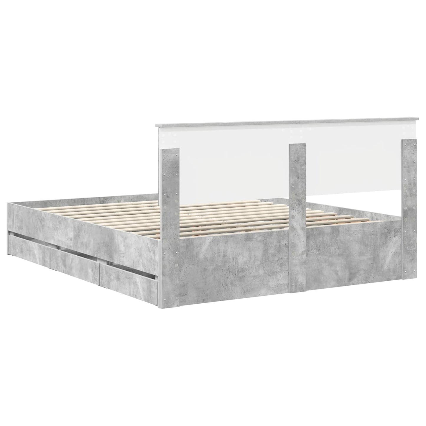 vidaXL Bed Frame with Drawer Concrete Grey 160 x 200 cm Engineer Wood