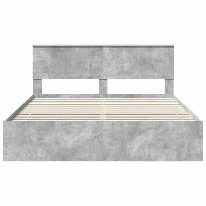 vidaXL Bed Frame with Drawer Concrete Grey 160 x 200 cm Engineer Wood