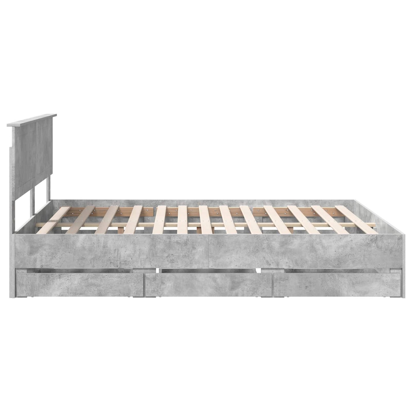 vidaXL Bed Frame with Drawer Concrete Grey 160 x 200 cm Engineer Wood