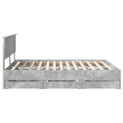 vidaXL Bed Frame with Drawer Concrete Grey 160 x 200 cm Engineer Wood