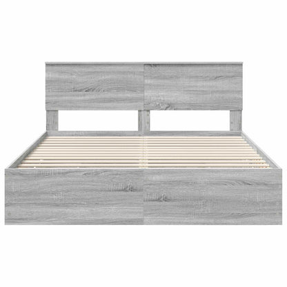 vidaXL Bed Frame with Drawer Grey Sonoma 160 x 200 cm Engineer Wood