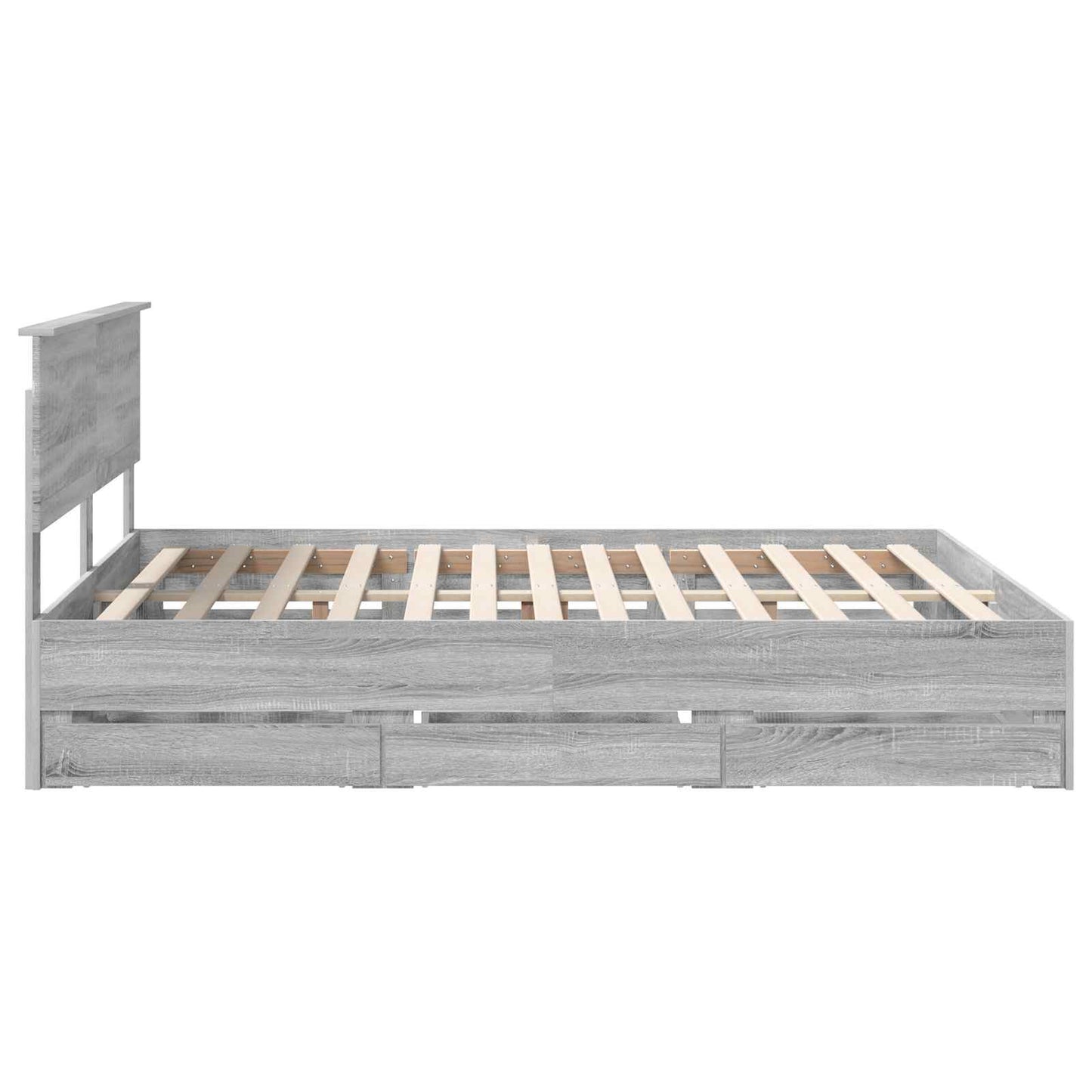vidaXL Bed Frame with Drawer Grey Sonoma 160 x 200 cm Engineer Wood