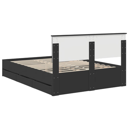 vidaXL Bed Frame with Drawer Black 140 x 200 cm Engineer Wood