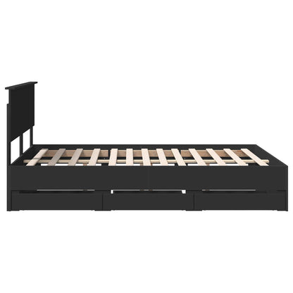 vidaXL Bed Frame with Drawer Black 140 x 200 cm Engineer Wood