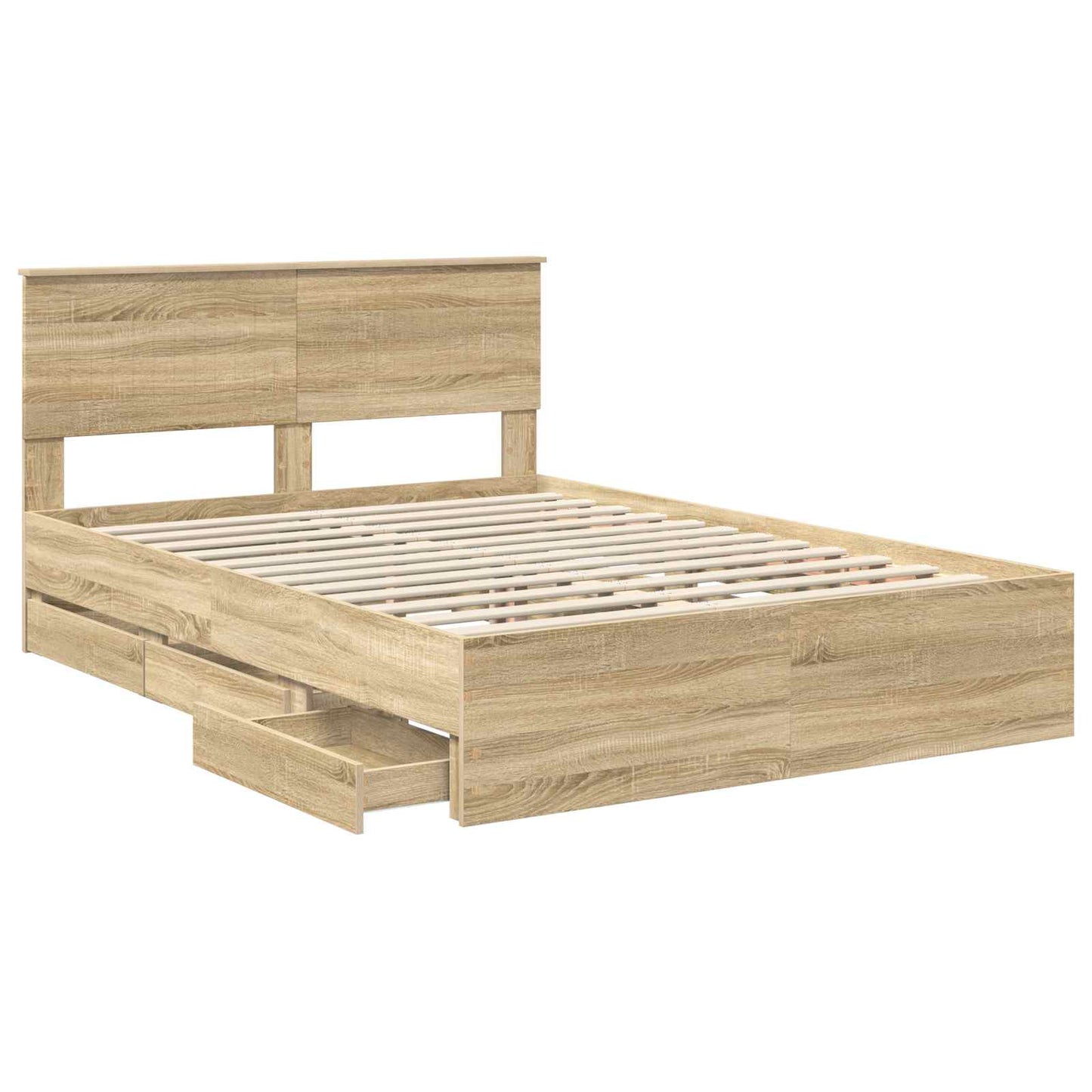 vidaXL Bed Frame with Drawer Sonoma Oak 140 x 200 cm Engineer Wood