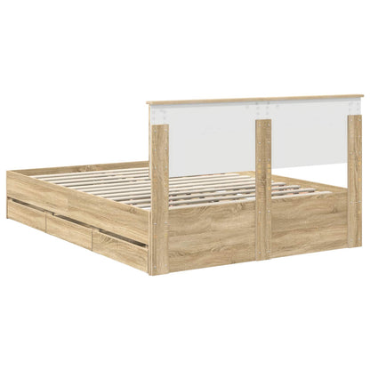 vidaXL Bed Frame with Drawer Sonoma Oak 140 x 200 cm Engineer Wood