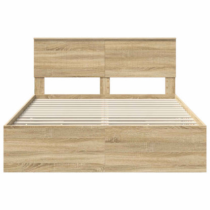 vidaXL Bed Frame with Drawer Sonoma Oak 140 x 200 cm Engineer Wood