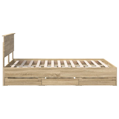 vidaXL Bed Frame with Drawer Sonoma Oak 140 x 200 cm Engineer Wood
