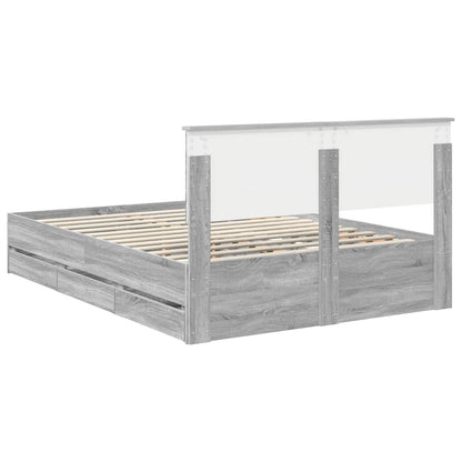 vidaXL Bed Frame with Drawer Grey Sonoma 140 x 200 cm Engineer Wood