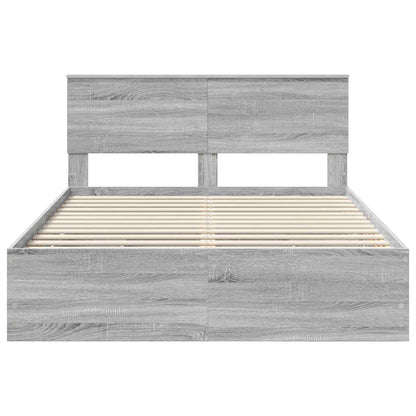 vidaXL Bed Frame with Drawer Grey Sonoma 140 x 200 cm Engineer Wood