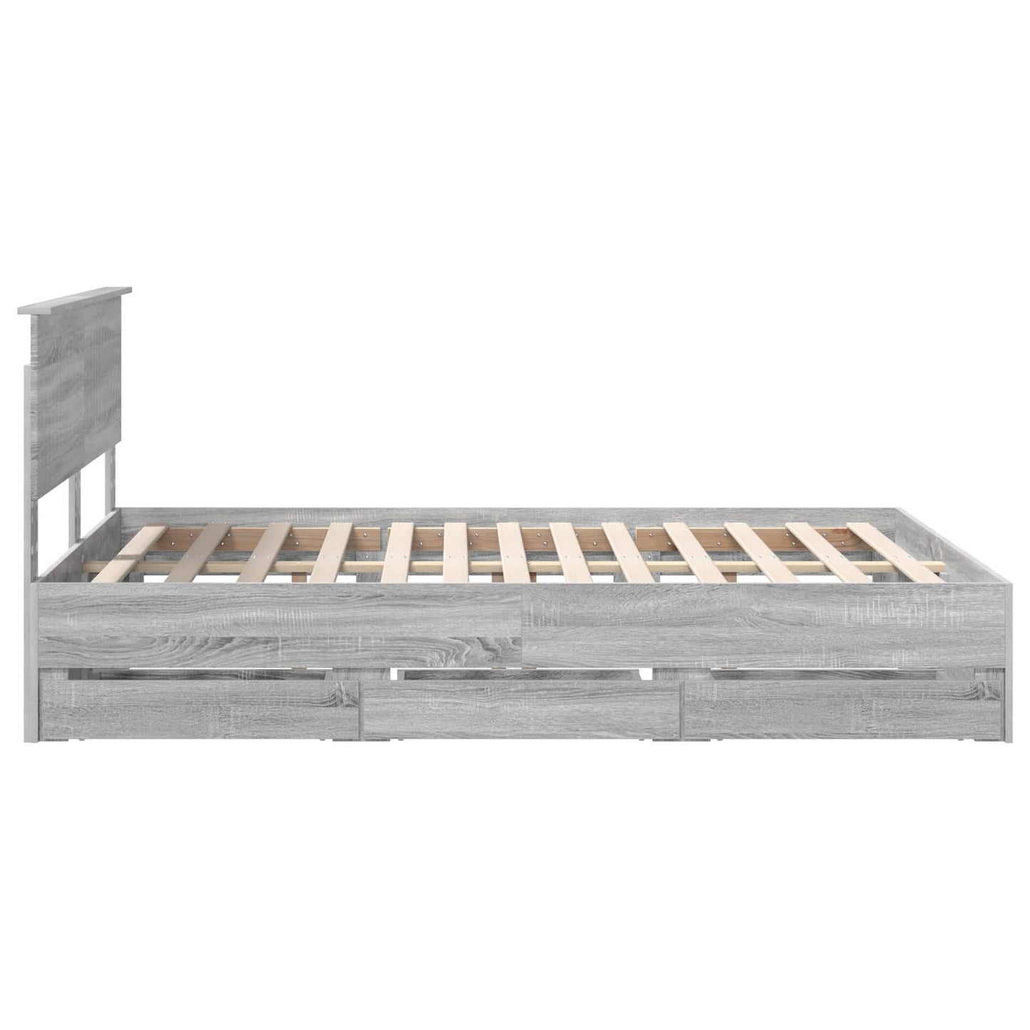 vidaXL Bed Frame with Drawer Grey Sonoma 140 x 200 cm Engineer Wood