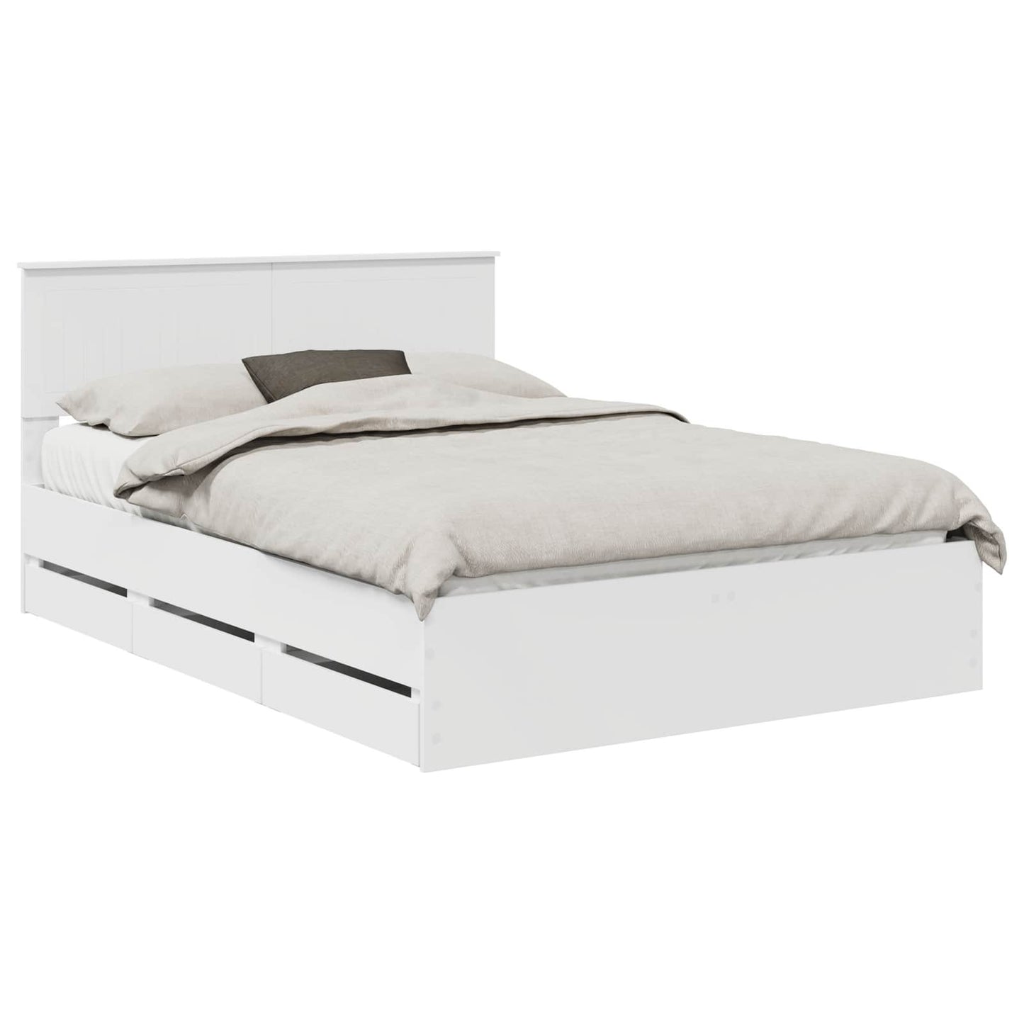 vidaXL Bed Frame with Drawer White 140 x 190 cm Engineer Wood