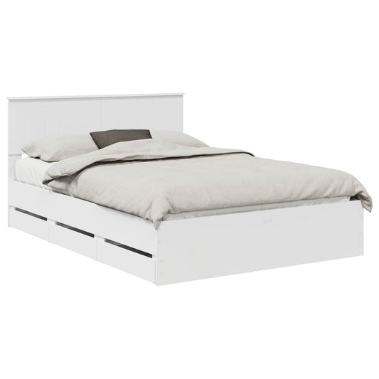 vidaXL Bed Frame with Drawer White 140 x 190 cm Engineer Wood