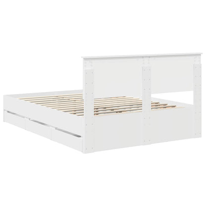 vidaXL Bed Frame with Drawer White 140 x 190 cm Engineer Wood