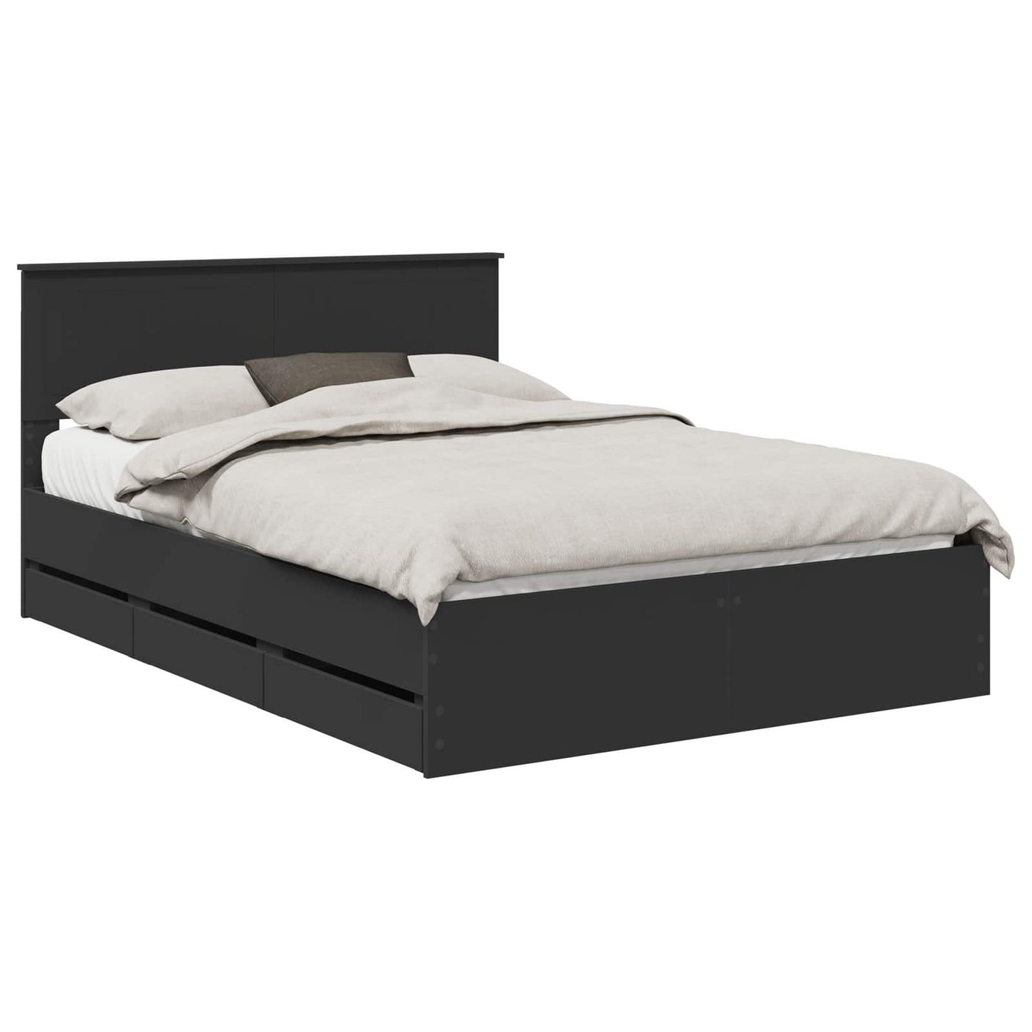 vidaXL Bed Frame with Drawer Black 140 x 190 cm Engineer Wood