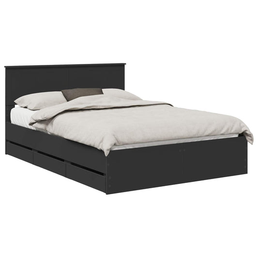 vidaXL Bed Frame with Drawer Black 140 x 190 cm Engineer Wood