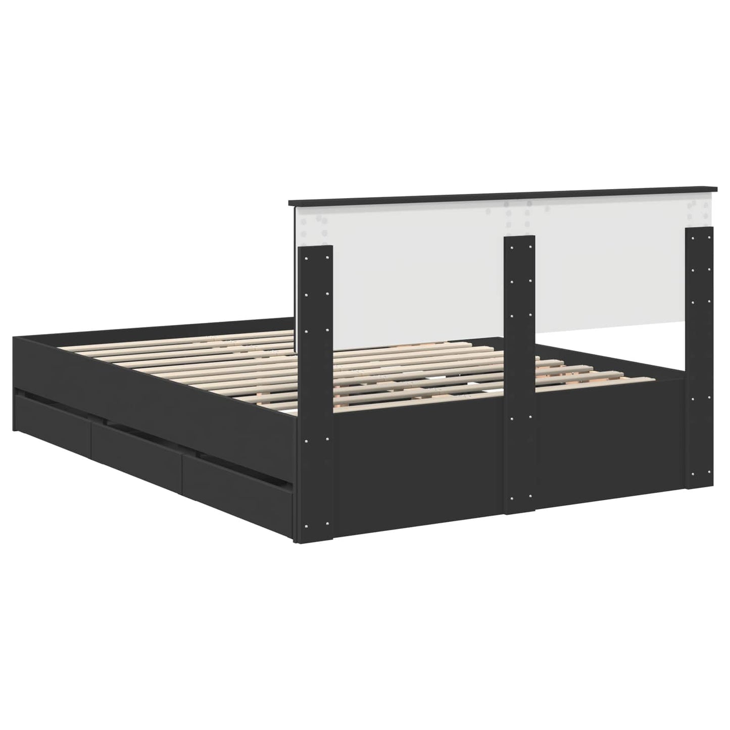 vidaXL Bed Frame with Drawer Black 140 x 190 cm Engineer Wood