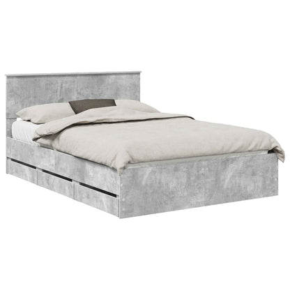 vidaXL Bed Frame with Drawer Concrete Grey 140 x 190 cm Engineer Wood