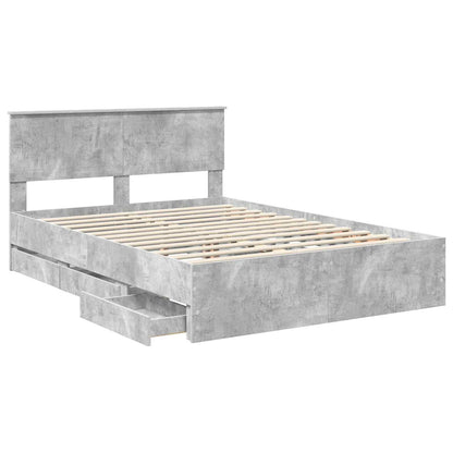 vidaXL Bed Frame with Drawer Concrete Grey 140 x 190 cm Engineer Wood