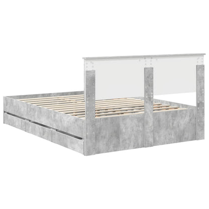 vidaXL Bed Frame with Drawer Concrete Grey 140 x 190 cm Engineer Wood
