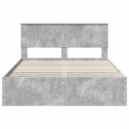 vidaXL Bed Frame with Drawer Concrete Grey 140 x 190 cm Engineer Wood