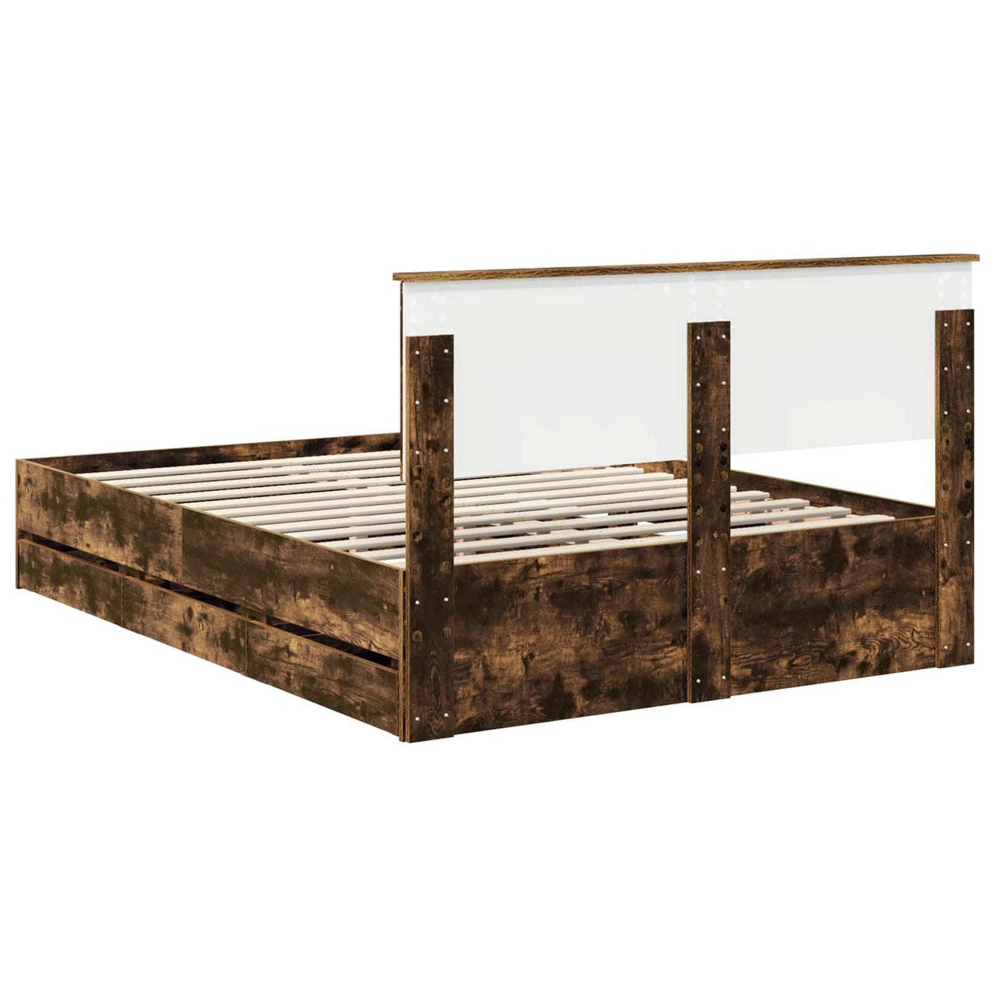vidaXL Bed Frame with Drawer Smoked Oak 140 x 190 cm Engineer Wood