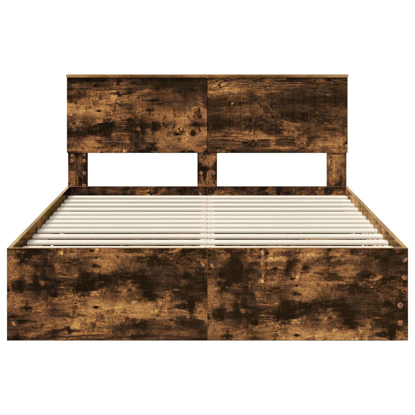 vidaXL Bed Frame with Drawer Smoked Oak 140 x 190 cm Engineer Wood