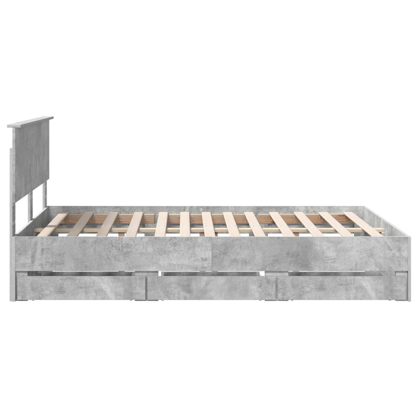 vidaXL Bed Frame with Drawer Concrete Grey 135 x 190 cm Engineer Wood