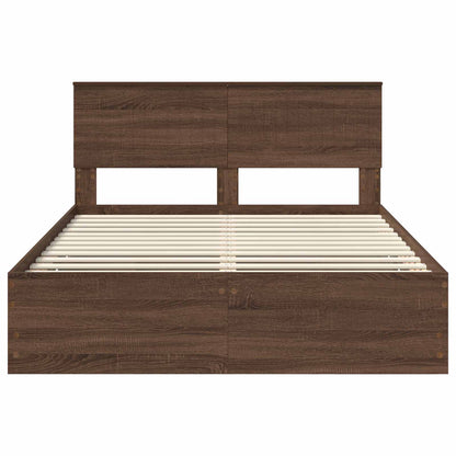 vidaXL Bed Frame with Drawer Brown Oak 135 x 190 cm Engineer Wood
