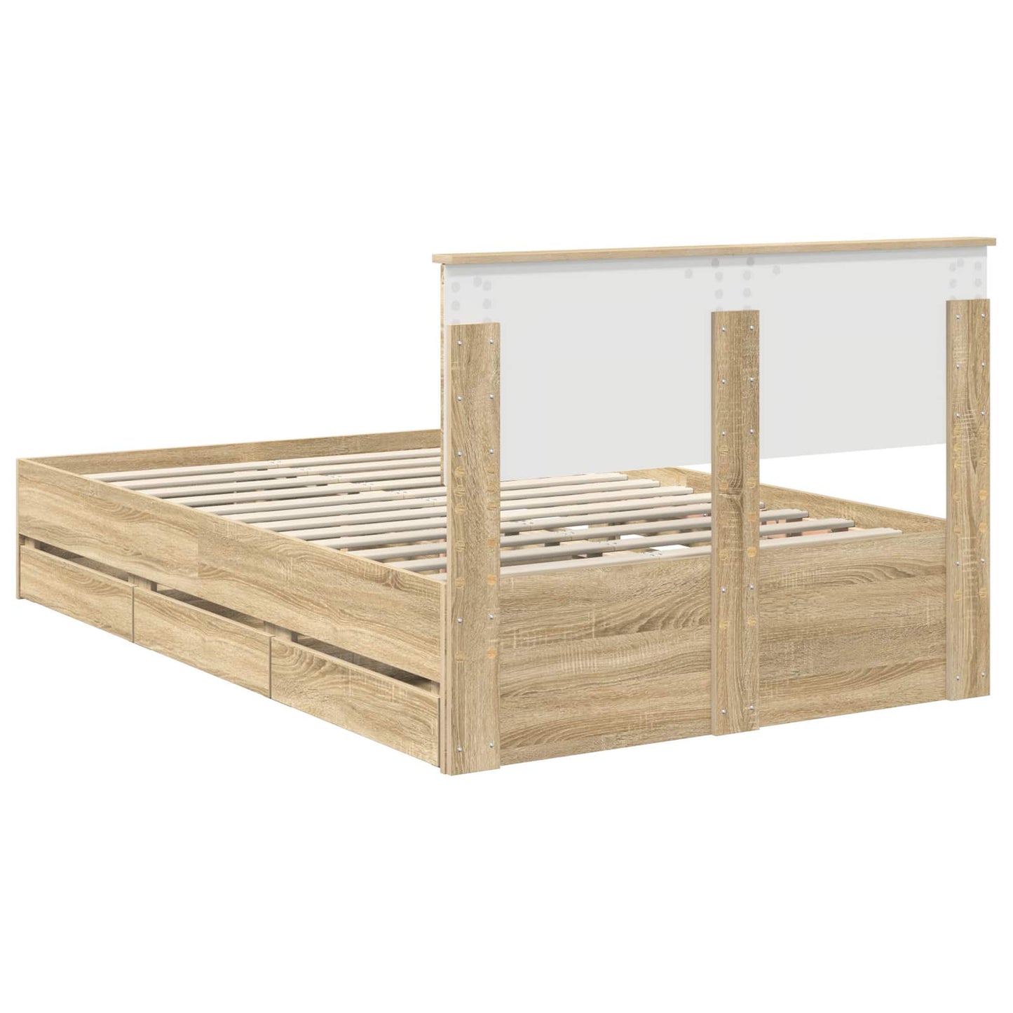 vidaXL Bed Frame with Drawer Sonoma Oak 120 x 200 cm Engineer Wood