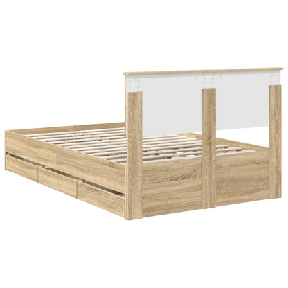 vidaXL Bed Frame with Drawer Sonoma Oak 120 x 200 cm Engineer Wood