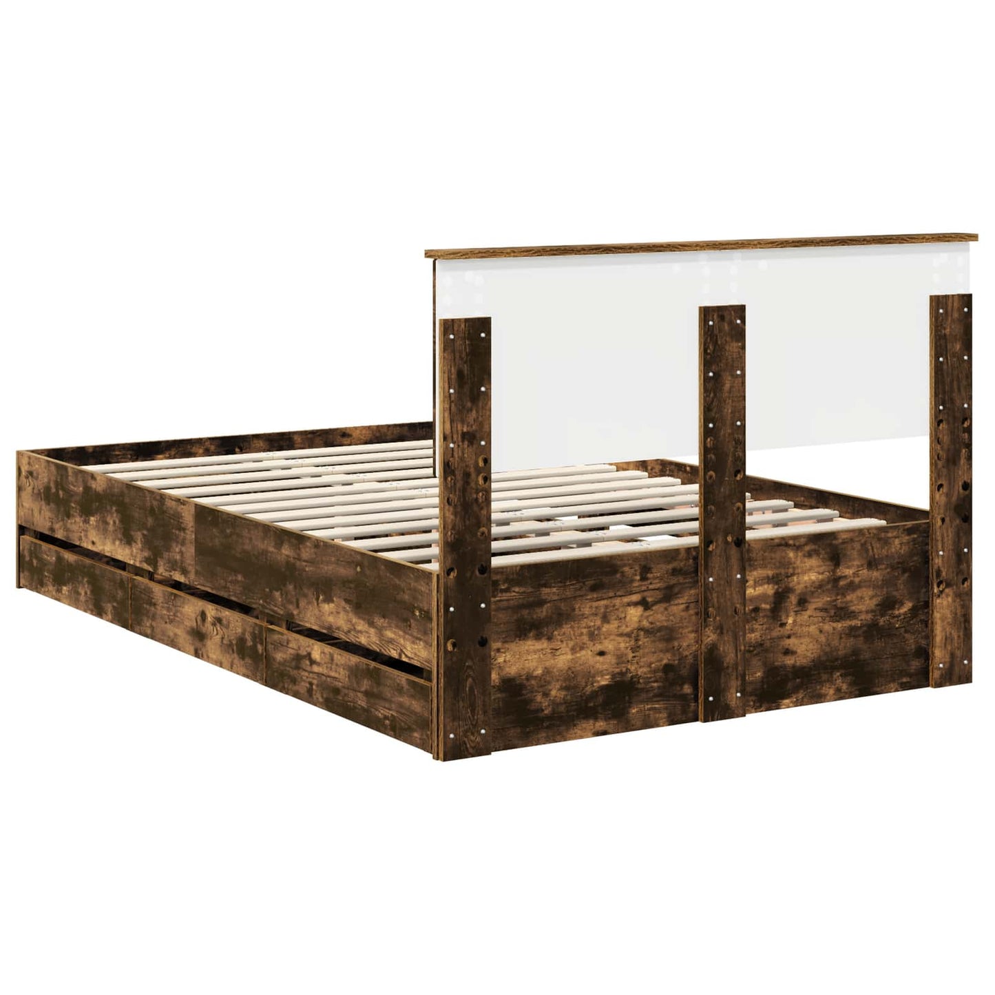 vidaXL Bed Frame with Drawer Smoked Oak 120 x 200 cm Engineer Wood