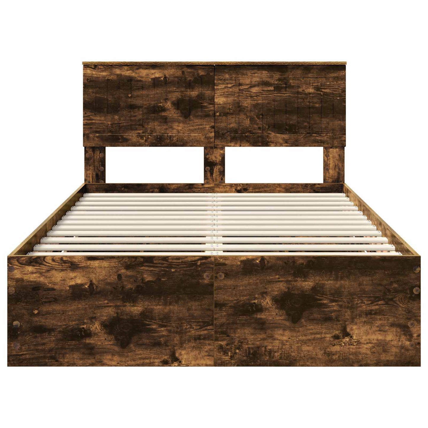 vidaXL Bed Frame with Drawer Smoked Oak 120 x 200 cm Engineer Wood