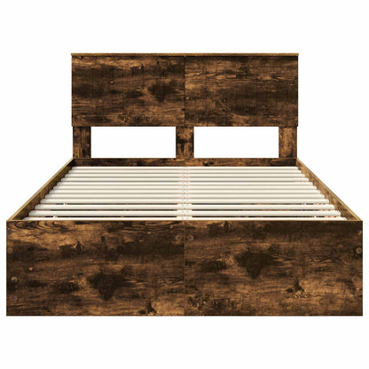 vidaXL Bed Frame with Drawer Smoked Oak 120 x 200 cm Engineer Wood