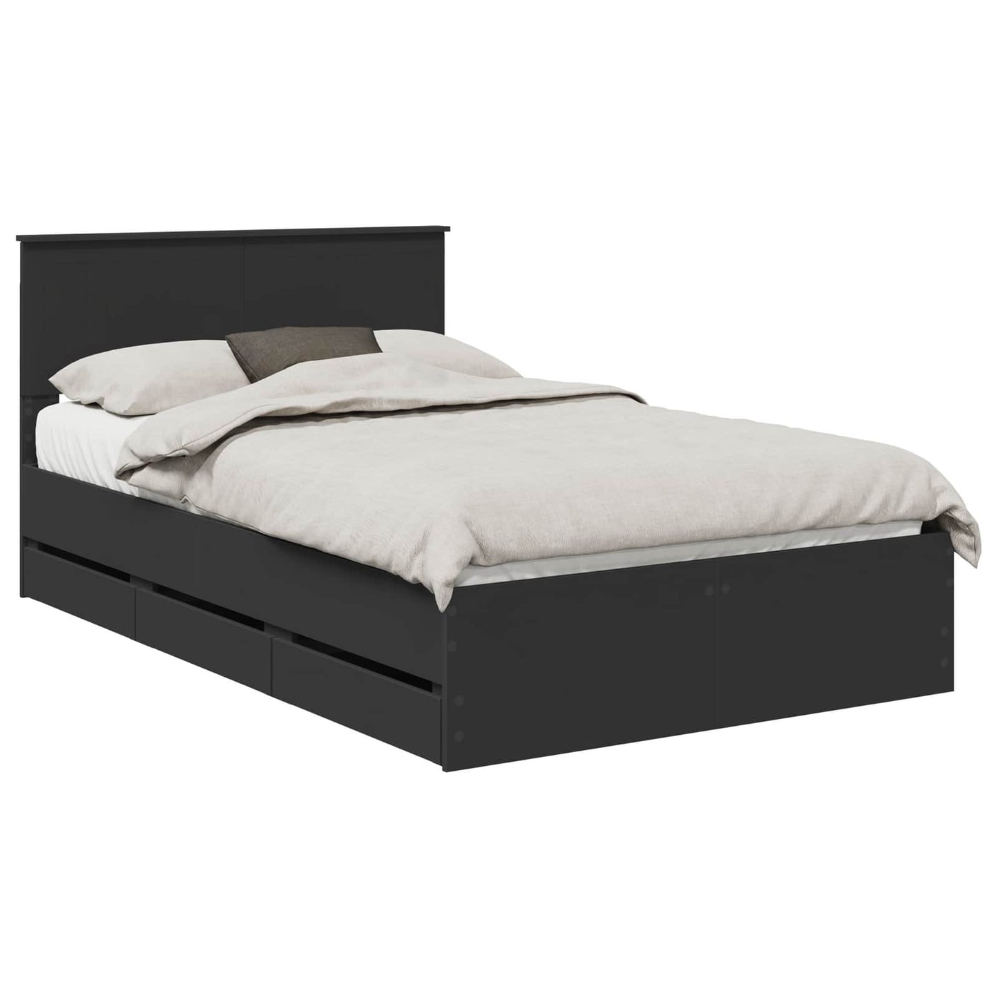 vidaXL Bed Frame with Drawer Black 120 x 190 cm Engineer Wood