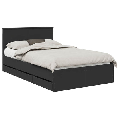 vidaXL Bed Frame with Drawer Black 120 x 190 cm Engineer Wood