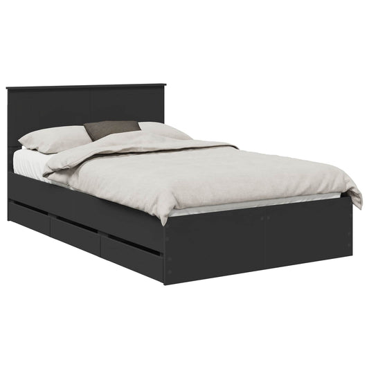 vidaXL Bed Frame with Drawer Black 120 x 190 cm Engineer Wood
