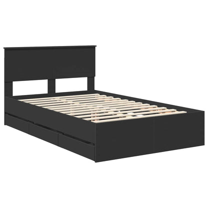 vidaXL Bed Frame with Drawer Black 120 x 190 cm Engineer Wood