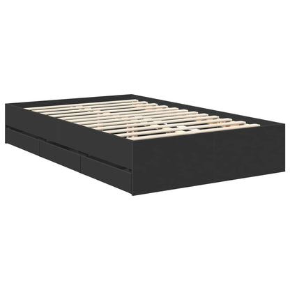 vidaXL Bed Frame with Drawer Black 120 x 190 cm Engineer Wood